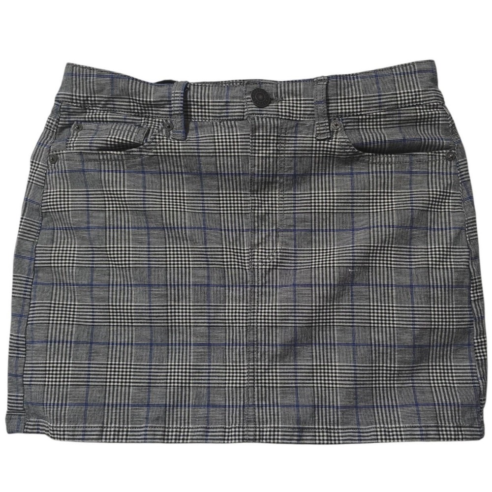 American Eagle Plaid Mini Skirt 6 Gray Blue Check Y2K Preppy Schoolgirl Academia